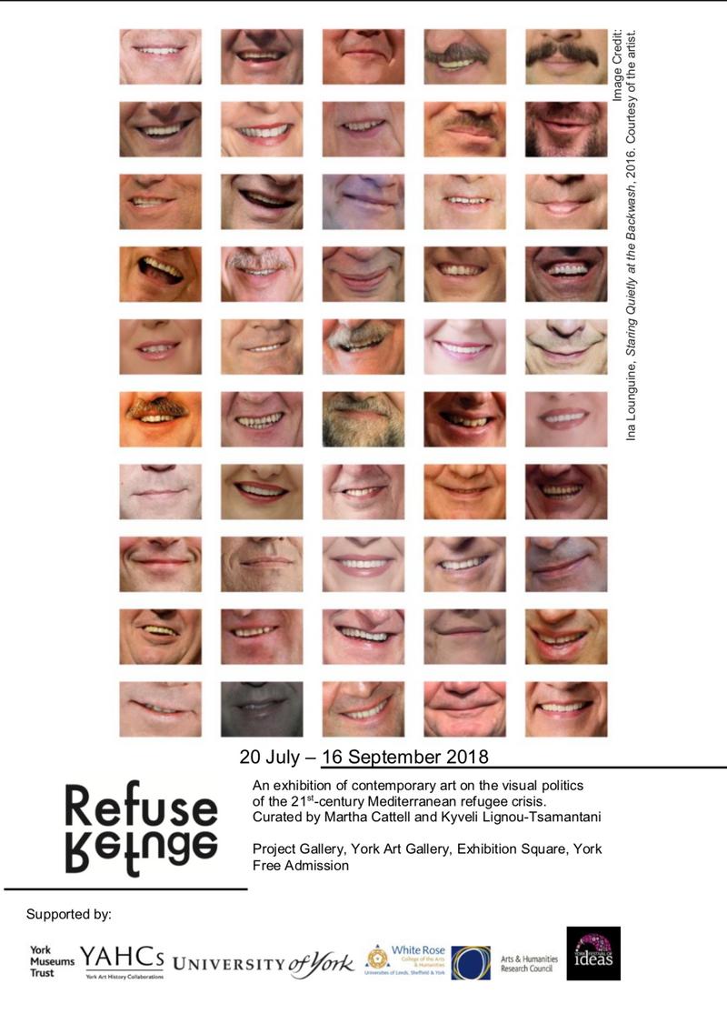 Exhibition poster for Refuse/Refuge, York Art Gallery; artwork courtesy of and ©Ina Lounguine