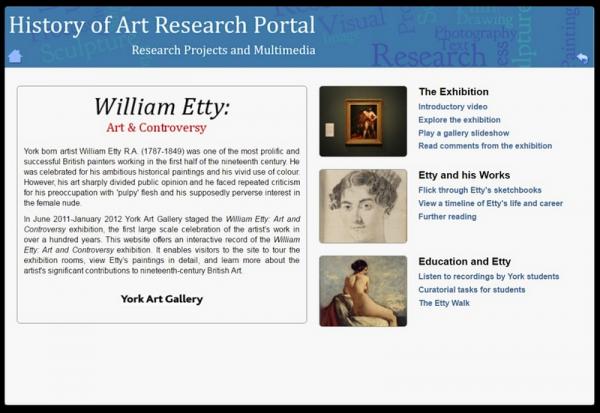 History of Art Research Portal (University of York): Etty - front page
