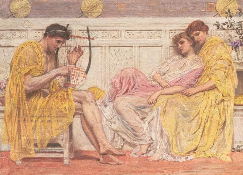 Albert Joseph Moore, A Musician (c.1867), oil on canvas, Yale, public domain